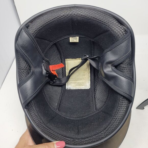 Motorcycle Cartman HY-808-2 Half Helmet Glossy Black Eagle Sz XL 61-62cm DOT - Picture 10 of 11